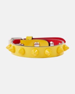 Christian Louboutin Bracelet Loubilink En Cuir A Clous - Jaune