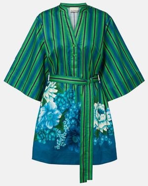 ALÉMAIS Margo Belted Printed Cotton Shirt Dress - Green