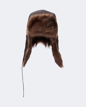 Lemaire Shearling Aviator Hat - Brown