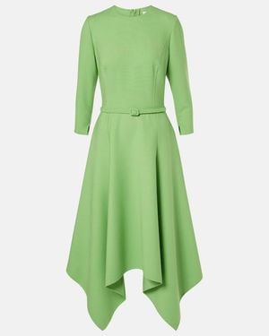Oscar de la Renta Asymmetric Wool-Blend Midi Dress - Green