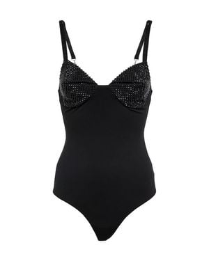 Area Embellished Jersey Bodysuit - Black