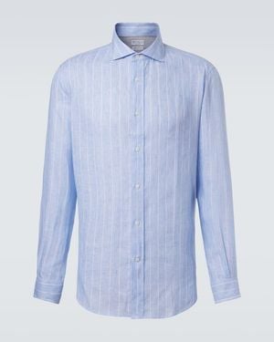 Brunello Cucinelli Striped Linen Shirt - Blue