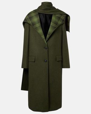 The Attico Scarf-Detail Wool-Blend Coat - Green