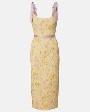 Markarian Acacia Embroidered Brocade Corset Dress - Metallic