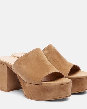 Gianvito Rossi Plateau-Pantoletten Aus Veloursleder - Braun
