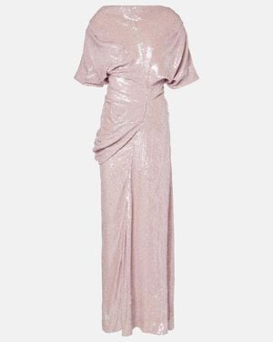 Dries Van Noten Robe Mit Pailletten - Pink
