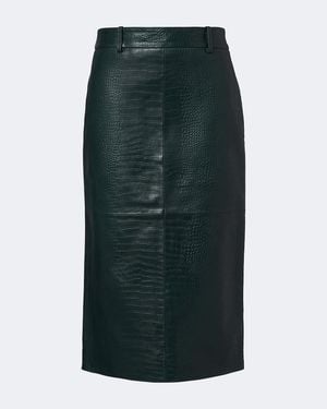 Frankie Shop Taney Croc-Effect Leather Pencil Skirt - Green