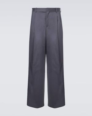 Loewe Pleated Cotton Wide-Leg Trousers - Blue