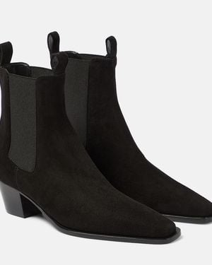 TOTEME The City Suede Ankle Boots - Black