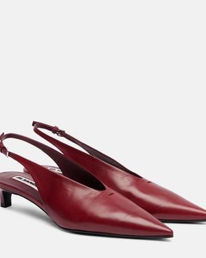 Jil Sander Pointy Leather Slingback Pumps - Red