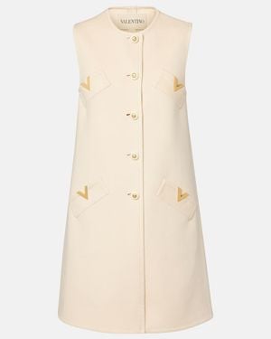 Valentino Vgold Wool And Cashmere Minidress - Natural