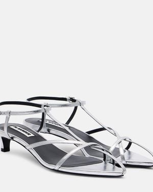 Jil Sander Metallic Leather Sandals - White