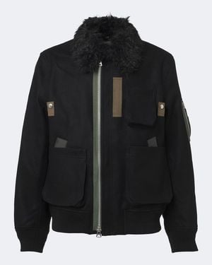 Sacai Blousonjacke Aus Wolle - Schwarz
