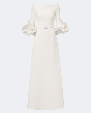 Safiyaa Belisa Belted Ruffled Crepe Gown - White