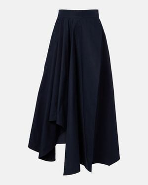 Givenchy Asymmetric Cotton Poplin Maxi Skirt - Blue
