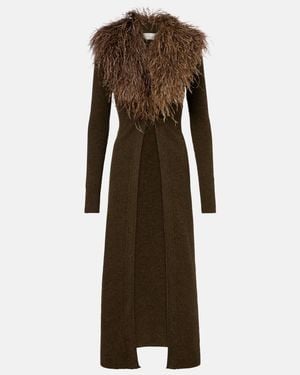 Blumarine Cardigan Aus Wolle Mit Federn - Braun