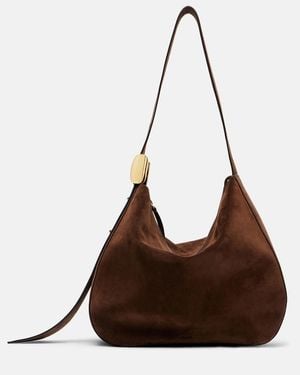 Amanu Schultertasche Zambia Aus Veloursleder - Braun