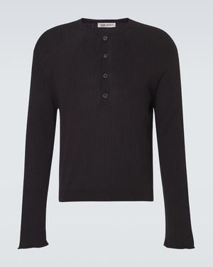 Our Legacy Jersey Acanalado Fine Henley De Algodon - Negro