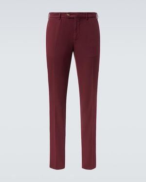 Brunello Cucinelli Cotton Gabardine Slim Trousers - Red