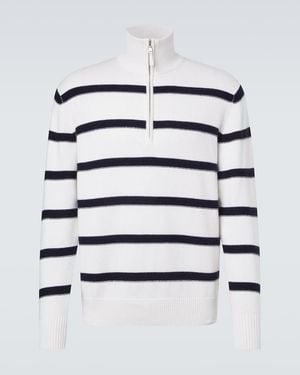 Allude Striped Cotton And Cashmere Jumper - White