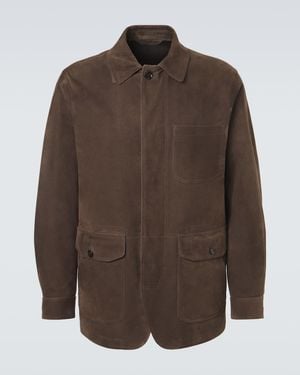 Brioni Veste En Daim - Marron
