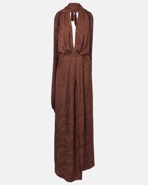 Johanna Ortiz Vestido Largo De Jacquard - Marrón