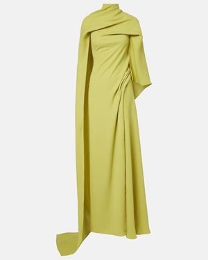 Marmar Halim Caped Draped Gown - Yellow