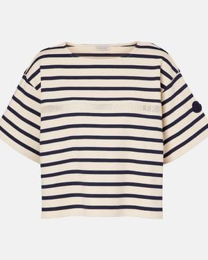 Moncler Striped Cotton Jersey T-Shirt - White