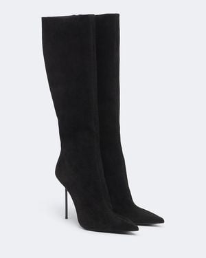 Paris Texas Lidia Suede Knee-High Boots - Black