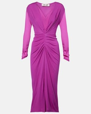 Diane von Furstenberg Hades Gathered Jersey Midi Dress - Purple
