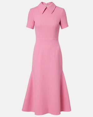 Emilia Wickstead Robe Midi Eman En Crepe De Laine - Rose