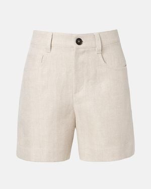 Brunello Cucinelli High-Rise Linen And Cotton Bermuda Shorts - White