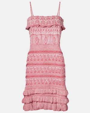 Etro Crochet Ruffled Cotton Minidress - Pink