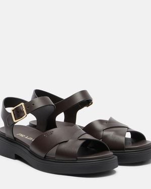Prada Plateausandalen Aus Leder - Schwarz