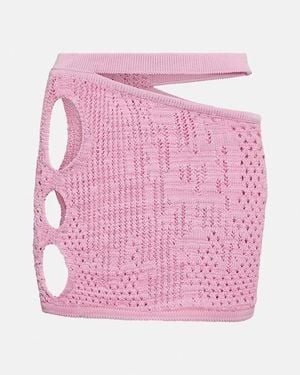 Roberta Einer Distressed Cutout Cotton-Blend Miniskirt - Pink
