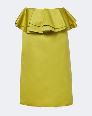 Plan C Jupe Midi Peplum En Satin - Vert