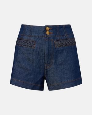 Zimmermann Aster High-Rise Denim Shorts - Blue