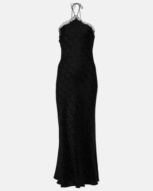 Stella McCartney Floral Jacquard Lace Midi Dress - Black