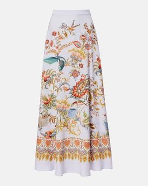 Etro Printed Silk Maxi Skirt - White