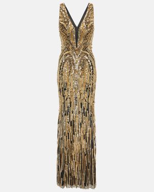 Jenny Packham Raquel Embellished Tulle Gown - Metallic