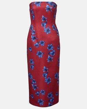 Emilia Wickstead Vestido Midi Leila De Guipur De Saten - Rojo