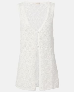 Faithfull the Brand Fio Pointelle Cotton Vest - White
