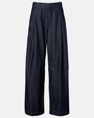 Dries Van Noten Pleated High-Rise Wide-Leg Jeans - Blue
