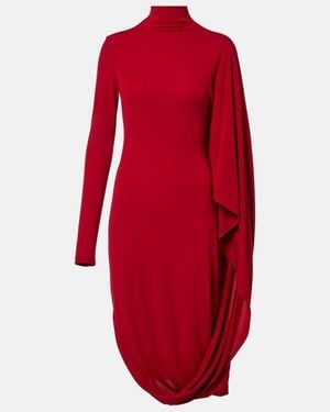 Stella McCartney Caped Crepe Jersey Minidress - Red