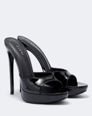 Gucci Plateau-Sandalen Julia Aus Lackleder - Schwarz