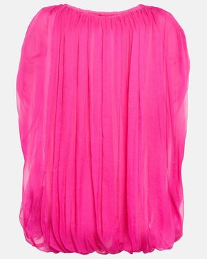 Rick Owens Gathered Silk Chiffon Top - Pink