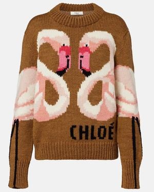 Chloé Pullover Aus Woll-Jacquard - Braun