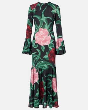 La DoubleJ Alba Floral Jersey Midi Dress - Green