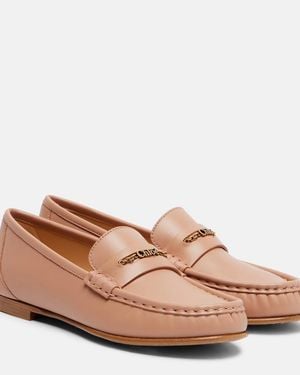 Chloé Logo Embellished Leather Loafers - Brown