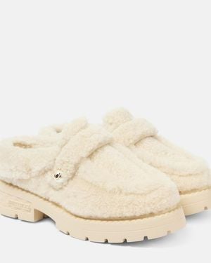 Jimmy Choo Shea Shearling Platform Mules - Natural